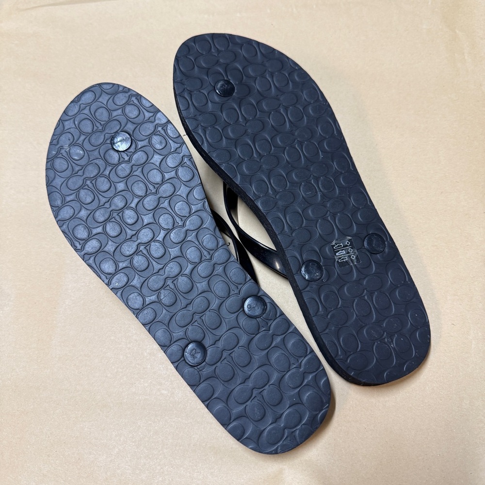 Coach Women Black Slippers Flip Flops Size 9 - Picture 5 of 7